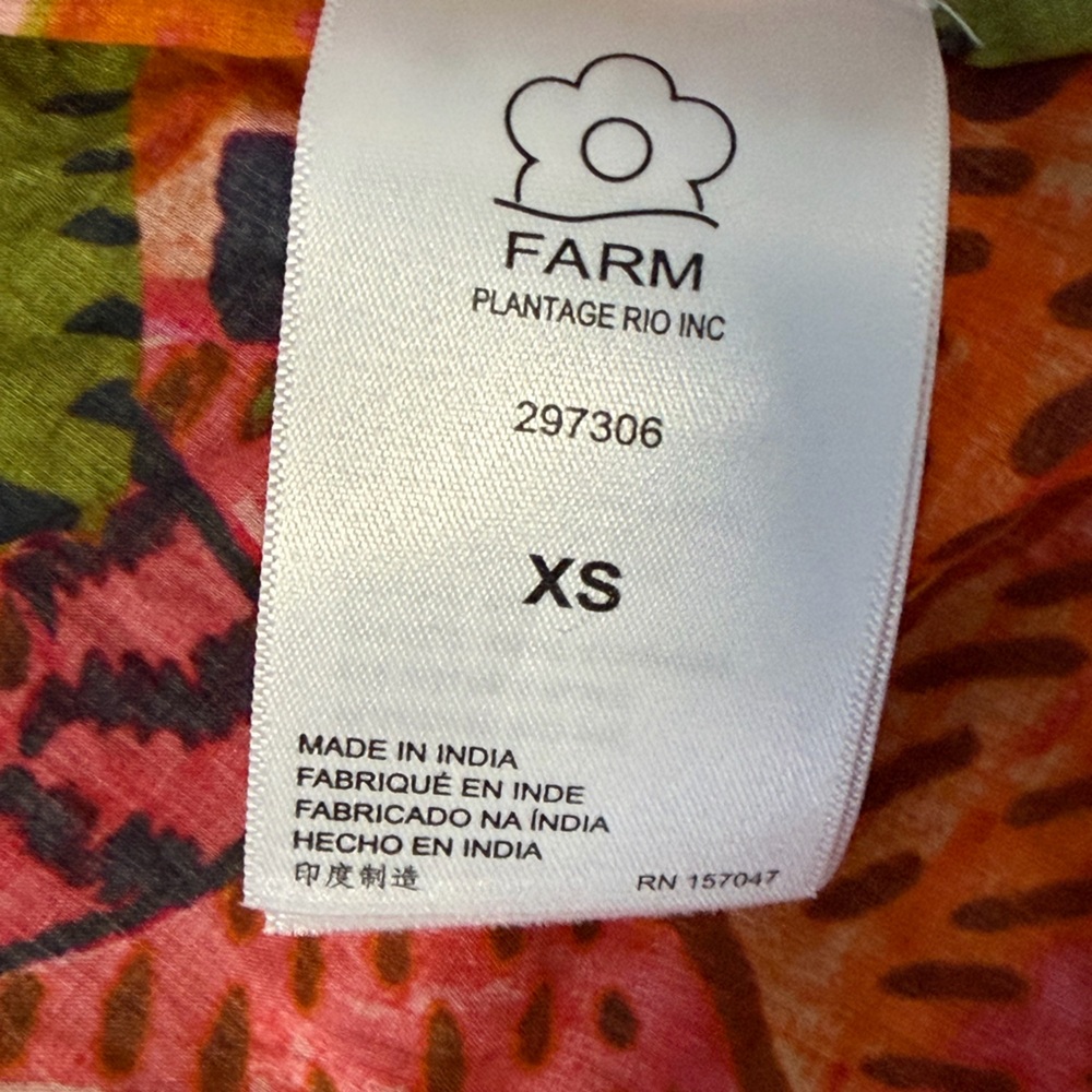 Farm Rio Summer Dream Square Neck Blouse XS - Picture 14 of 16